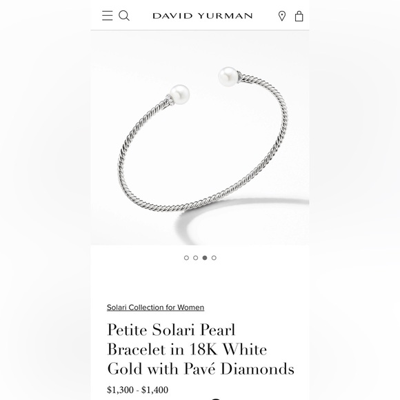 David Yurman 18K white gold diamond and pearl cuff bracelet - Picture 2 of 6